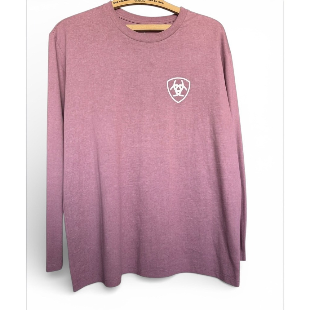 Ariat Boot Co Mens US Large Long Sleeve‎ T-Shirt Burgundy Crew Neck